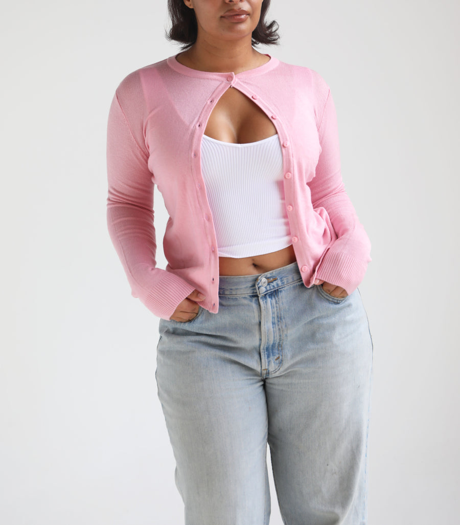 Stretch Knit Cardigan (pink)