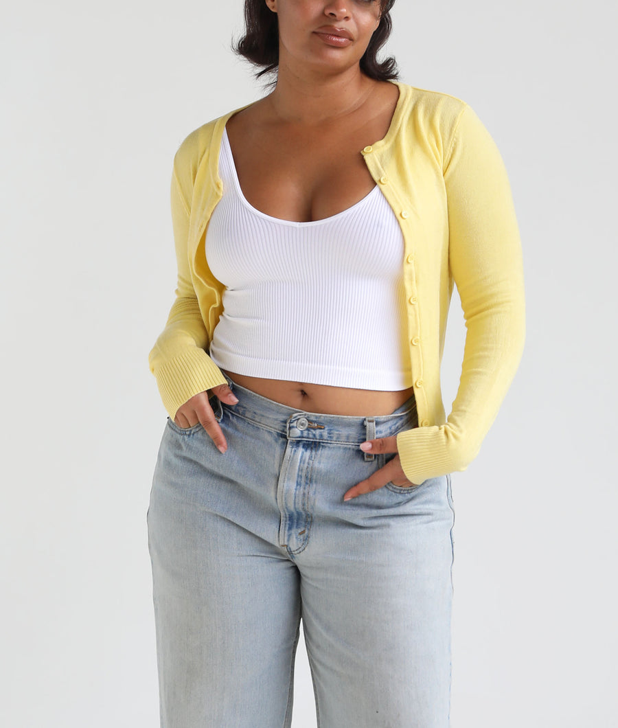 Stretch Knit Cardigan (yellow)