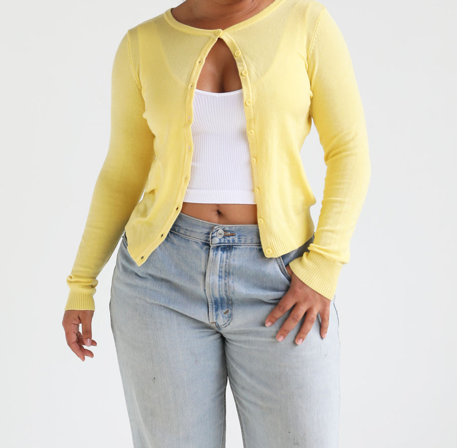 Stretch Knit Cardigan (yellow)