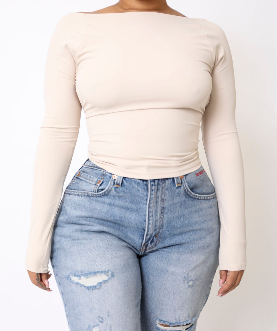 Pre-Order LS Babes Backless Tee (cream)