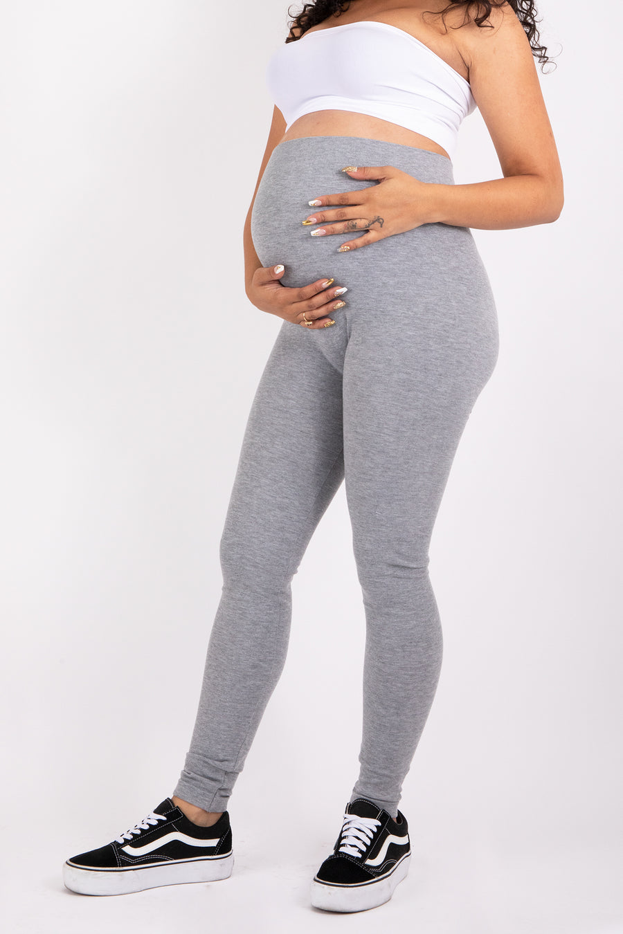 The Maternity Gray Cotton Tummy Control Legging (fits up to Plus)